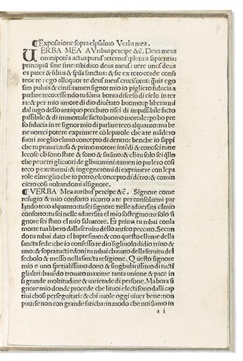 Savonarola, Girolamo [Pseudo-] In Psalmum V (5): Exposizione sopra il salmo Verba mea.